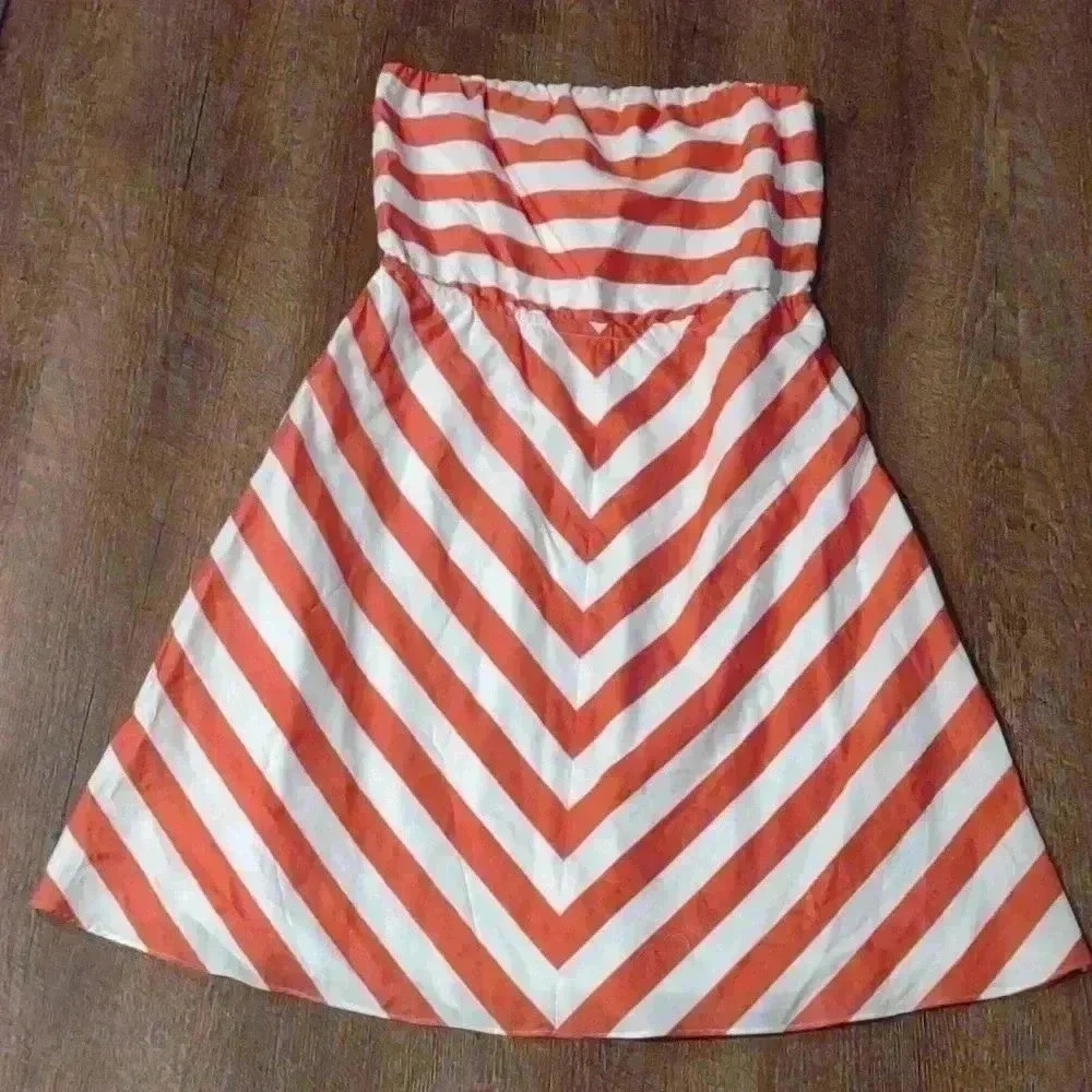 The Limited coral and white‎ strapless dress size medium